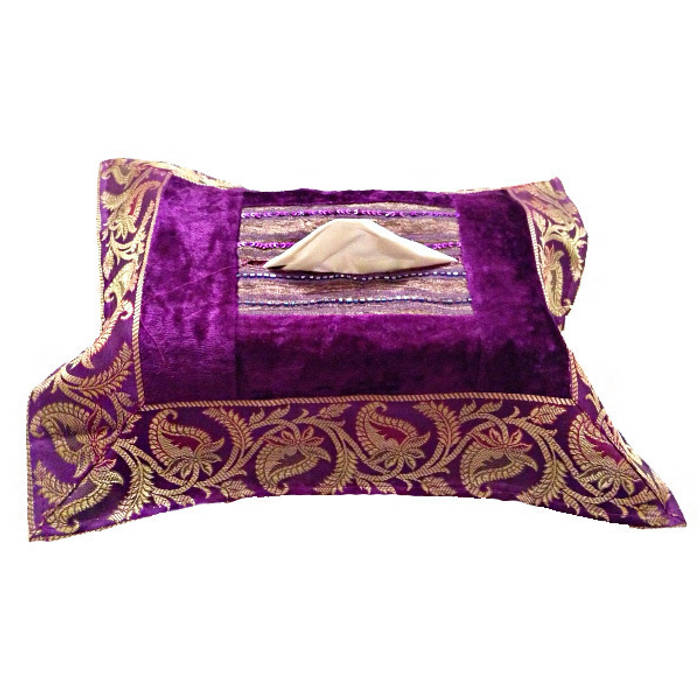 Sageer Tissue Box Cover Purple Indian Interiors Вітальня Аксесуари та прикраси