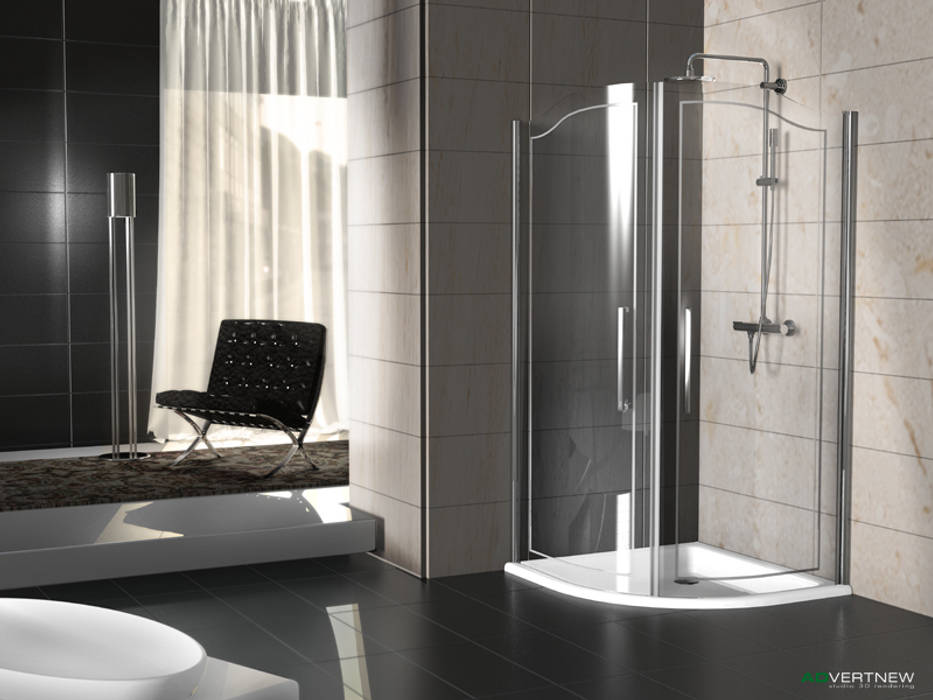 3D Render INTERNI e ARREDO, ADVERTNEW ADVERTNEW Kamar Mandi Modern Bathtubs & showers