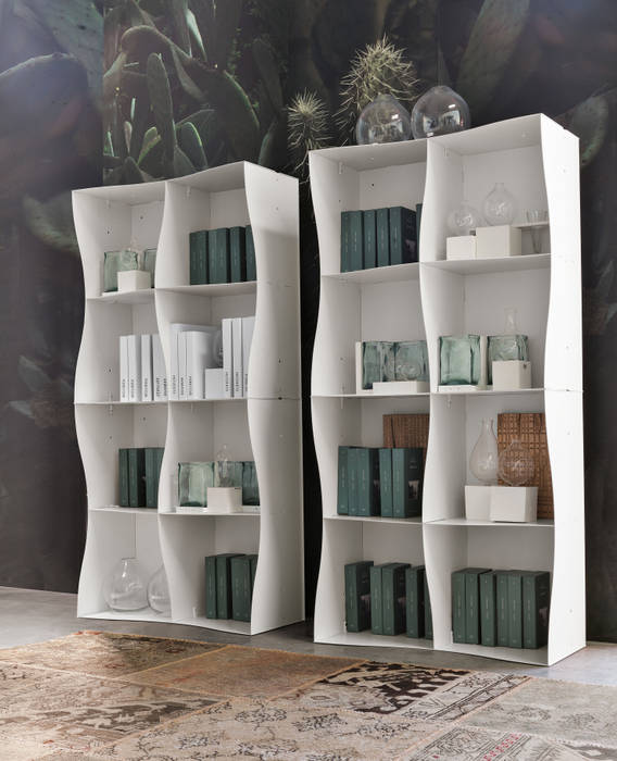 Iron-ic modular bookcase, varnished White finishing Ronda Design Salon industriel Meubles télévision & multimédia