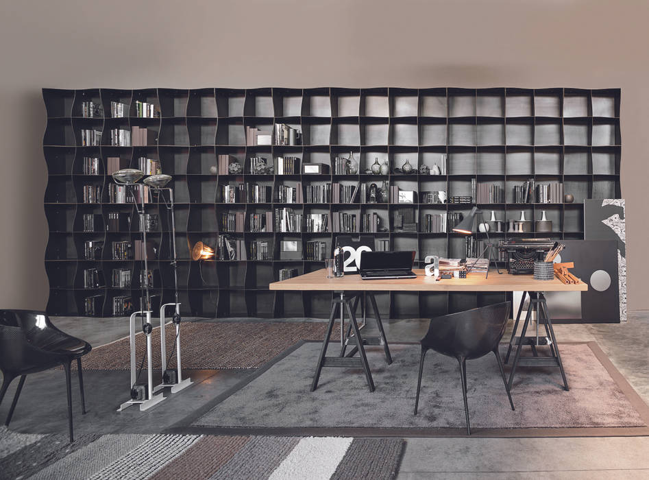Libreria Iron-ic, finitura Ferro naturale Ronda Design Soggiorno in stile industriale Metallo Supporti TV & Pareti Attrezzate