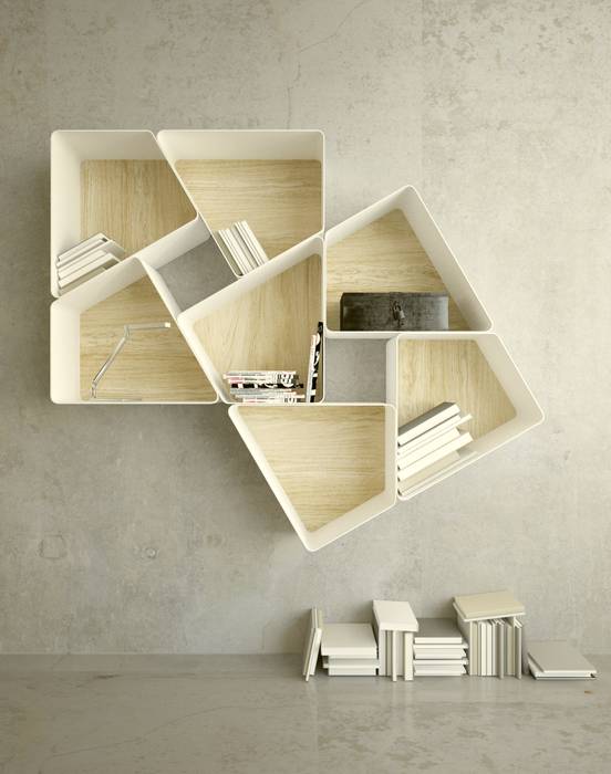Shelves TRAP consists of 7 units that fit KAMBIAM (NeuroDesign Furniture for People) Nowoczesne domowe biuro i gabinet Szafki i regały
