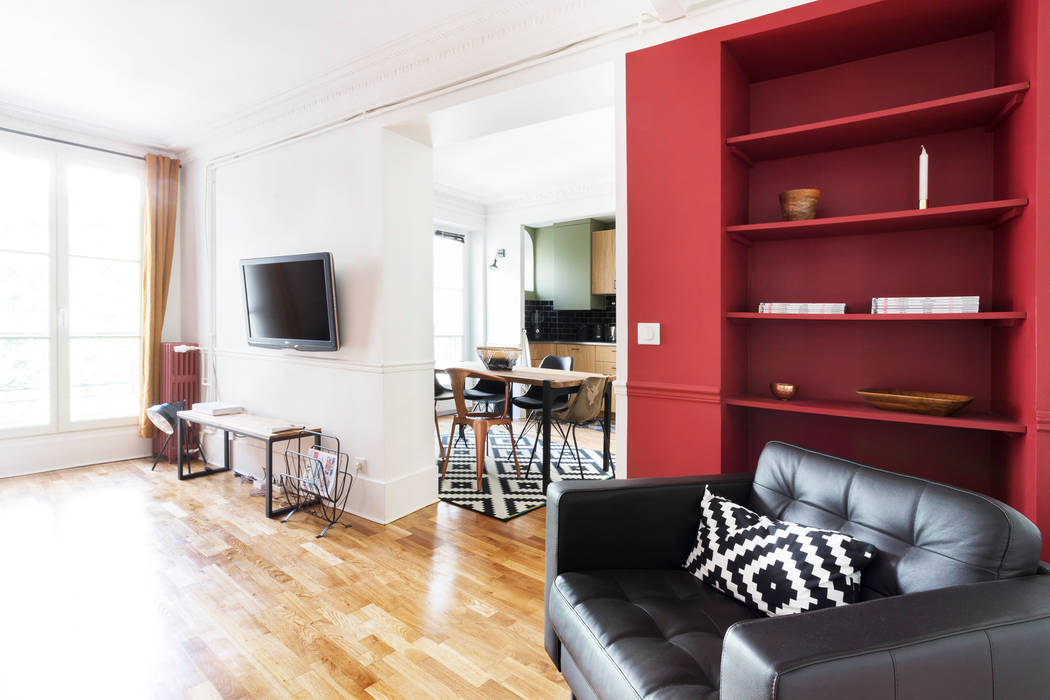 Appartement industriel chic & moderne 55m2 75010 Paris, Espaces à Rêver Espaces à Rêver ห้องนั่งเล่น