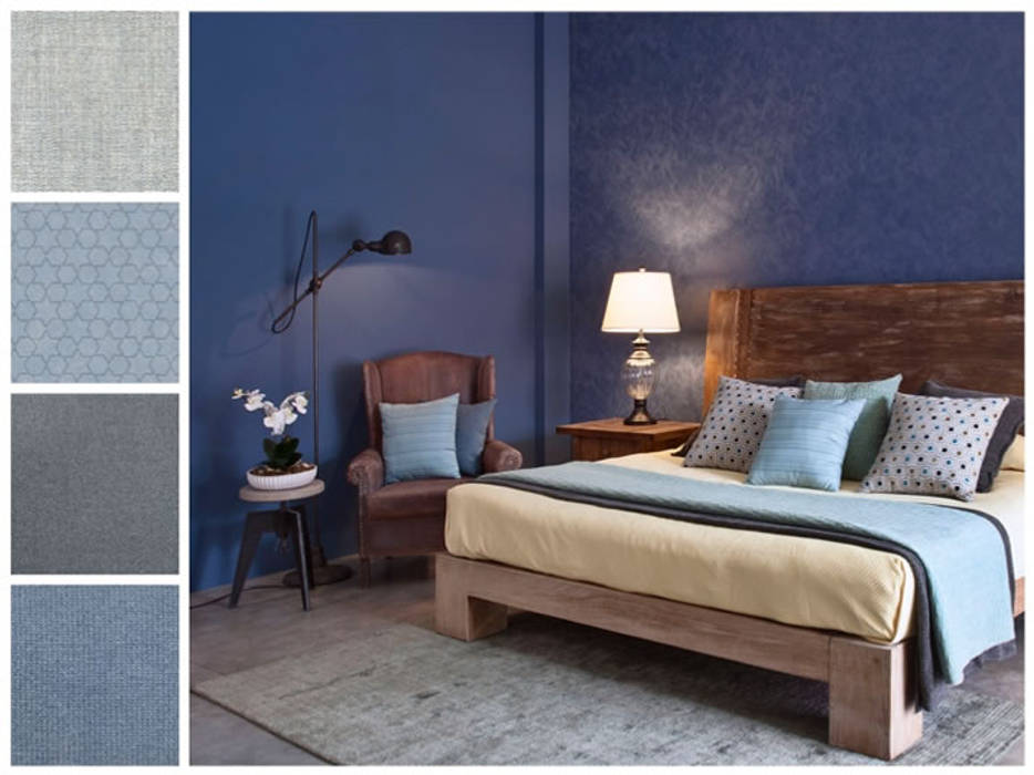 Recámara con paredes azules: Recámaras de estilo  por MARIANGEL COGHLAN