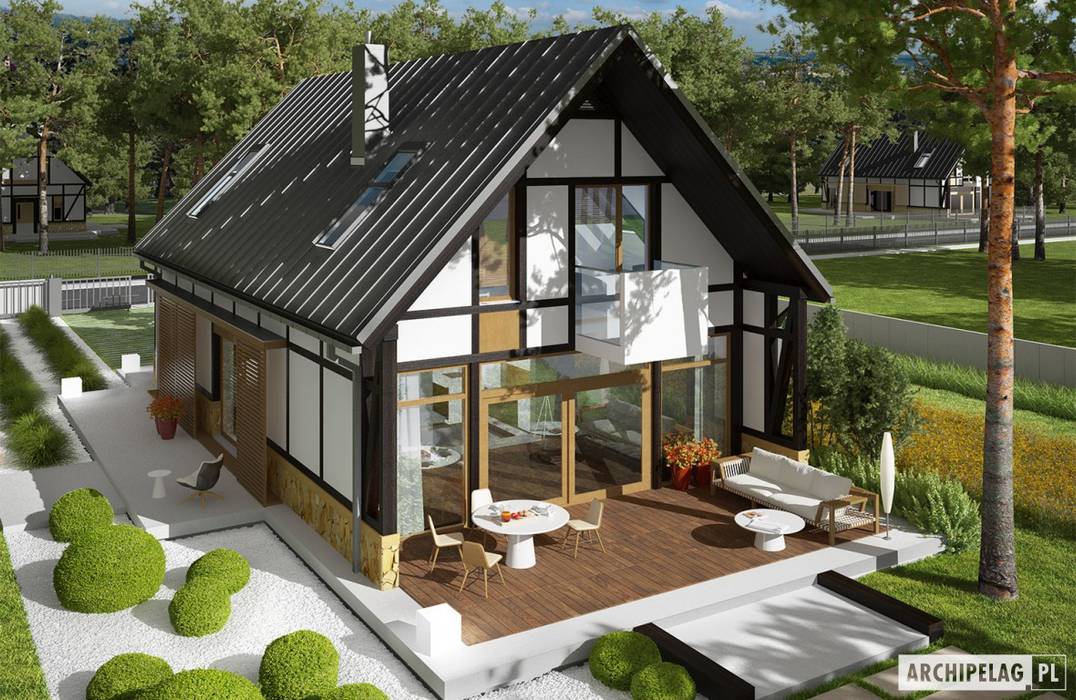 Projekt domu EX 15 , Pracownia Projektowa ARCHIPELAG Pracownia Projektowa ARCHIPELAG Modern Houses