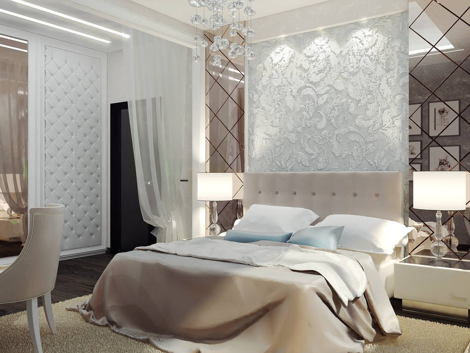 Квартира 75 м2, Vera Rybchenko Vera Rybchenko Classic style bedroom