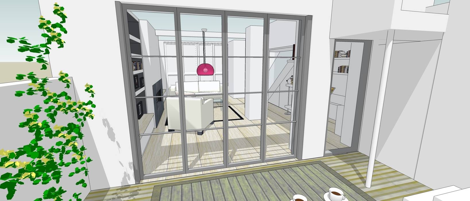 3d sketch view from outside Gullaksen Architects Basement windows