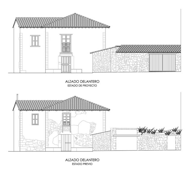 Alzado delantero, estados previo y de proyecto. CPETC