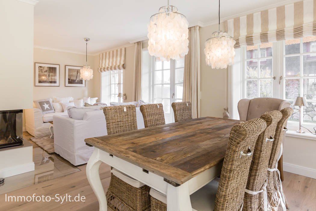 Reetdach Neubau, Immofoto-Sylt Immofoto-Sylt Esszimmer im Landhausstil