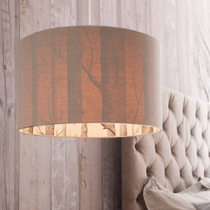 The Woods Wallpaper Lampshade in Linen love frankie Modern dining room Lighting