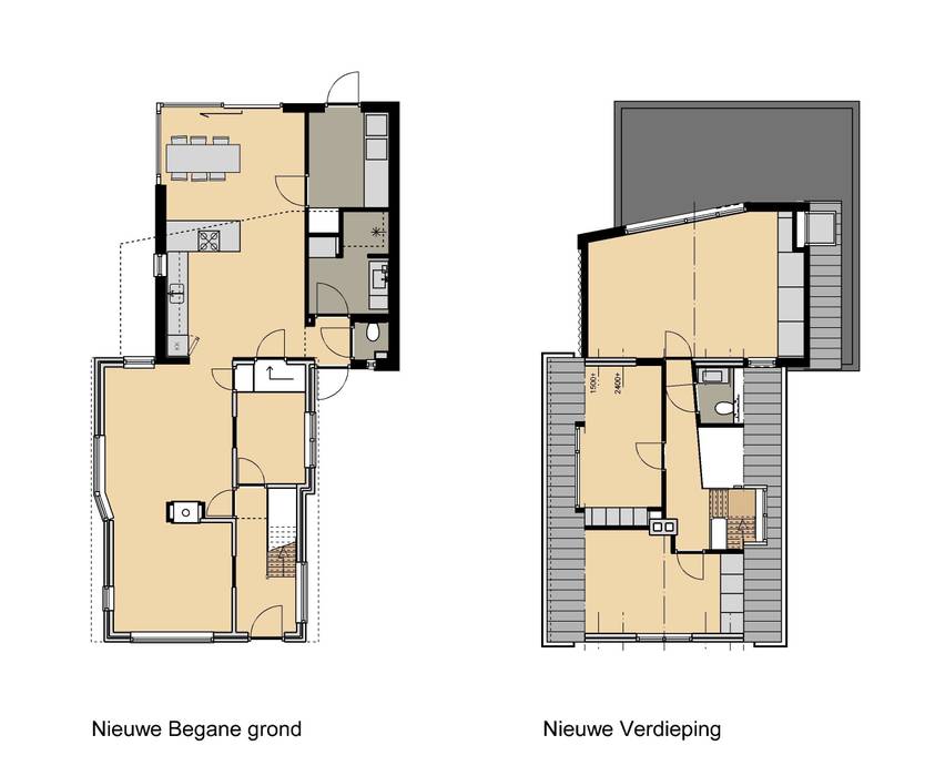 Plattegronden nieuwe indeling TTAB (Tjade Timmer Architect & Bouwadvies)