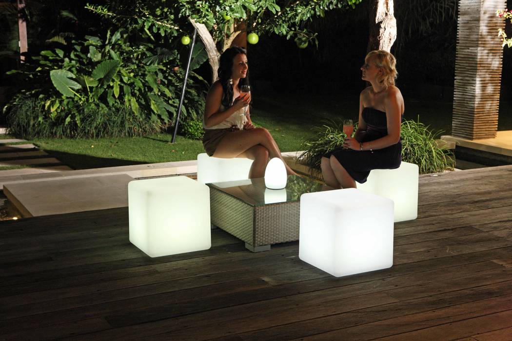 Solid LED Cube Stool Jusi Colour Modern balcony, veranda & terrace Lighting