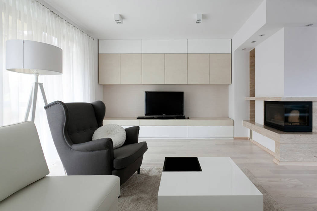 Realizacja projektu domu 160 m2 pod Krakowem, Lidia Sarad Lidia Sarad Modern living room