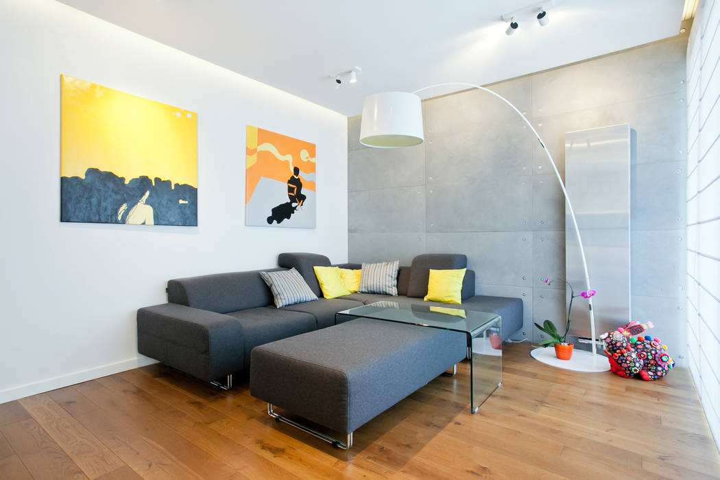 Realizacja projektu mieszkania 54 m2 w Krakowie, Lidia Sarad Lidia Sarad Living room