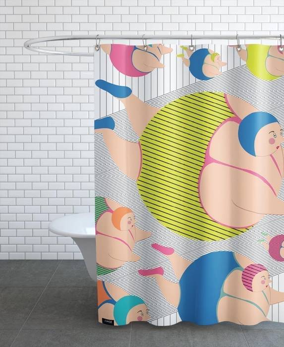 Bathroom Prints and Shower Curtains, JUNIQE JUNIQE Casas de banho modernas Têxteis