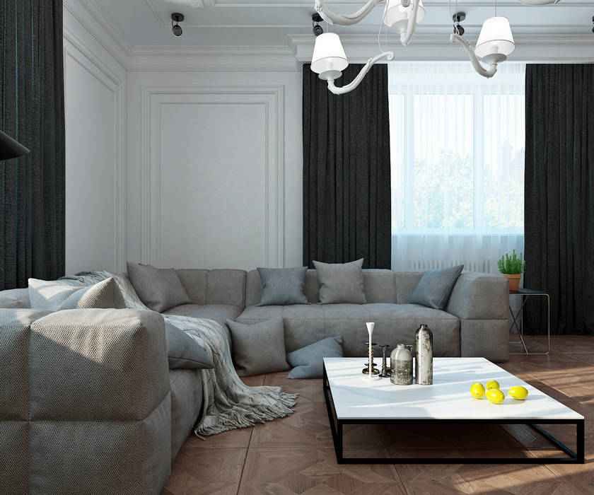 Yellow accents, Студия Антона Сухарева "SUKHAREVDESIGN" Студия Антона Сухарева 'SUKHAREVDESIGN' Living room