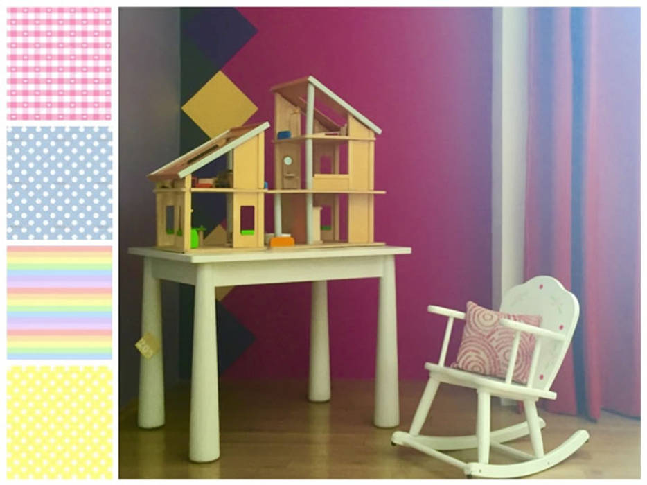 Casita de muñecas, mecedora y mesa infantil MARIANGEL COGHLAN Dormitorios infantiles clásicos Madera Acabado en madera Juguetes