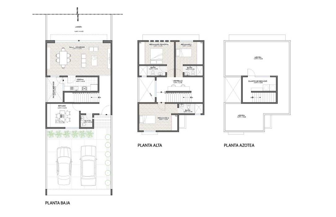 Representación arquitectónica 2D ODRACIR Casas modernas