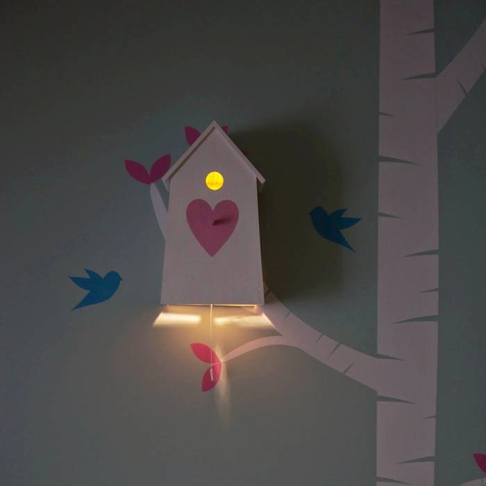 Lampka nocna domek dla ptaków "Serce" NOBOBOBO Minimalistyczny pokój dziecięcy Oświetlenie