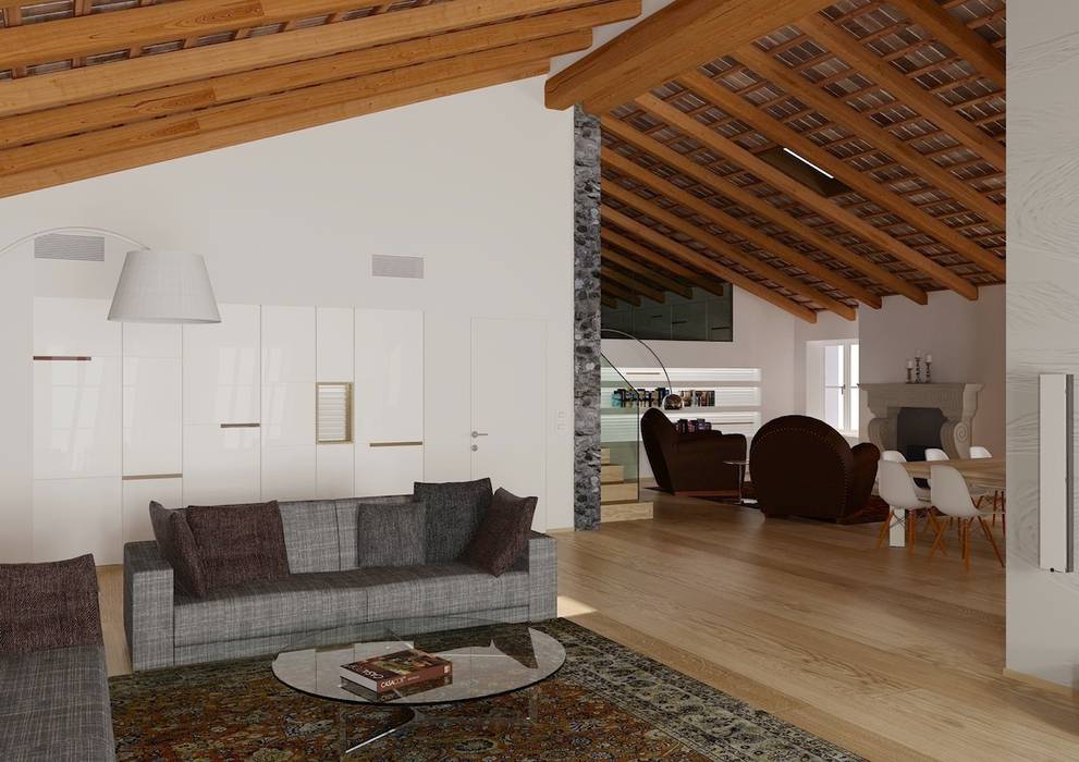 Attico privato, M A+D Menzo Architettura+Design M A+D Menzo Architettura+Design Modern Living Room Sofas & armchairs