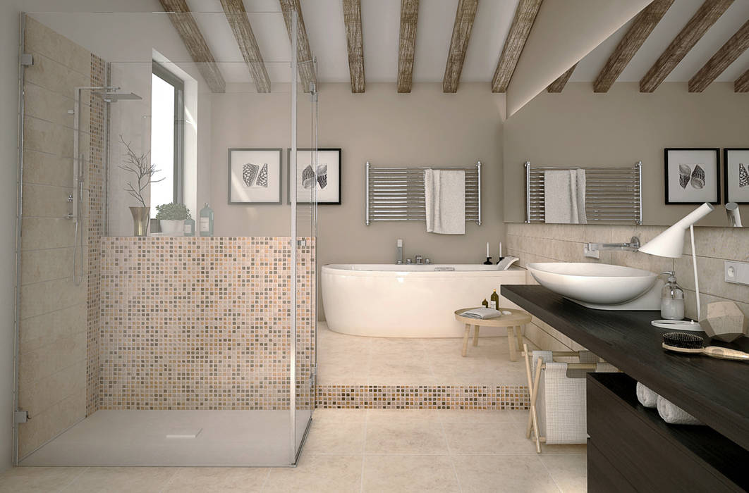 Bagno con mosaico, RenderLab RenderLab 浴室