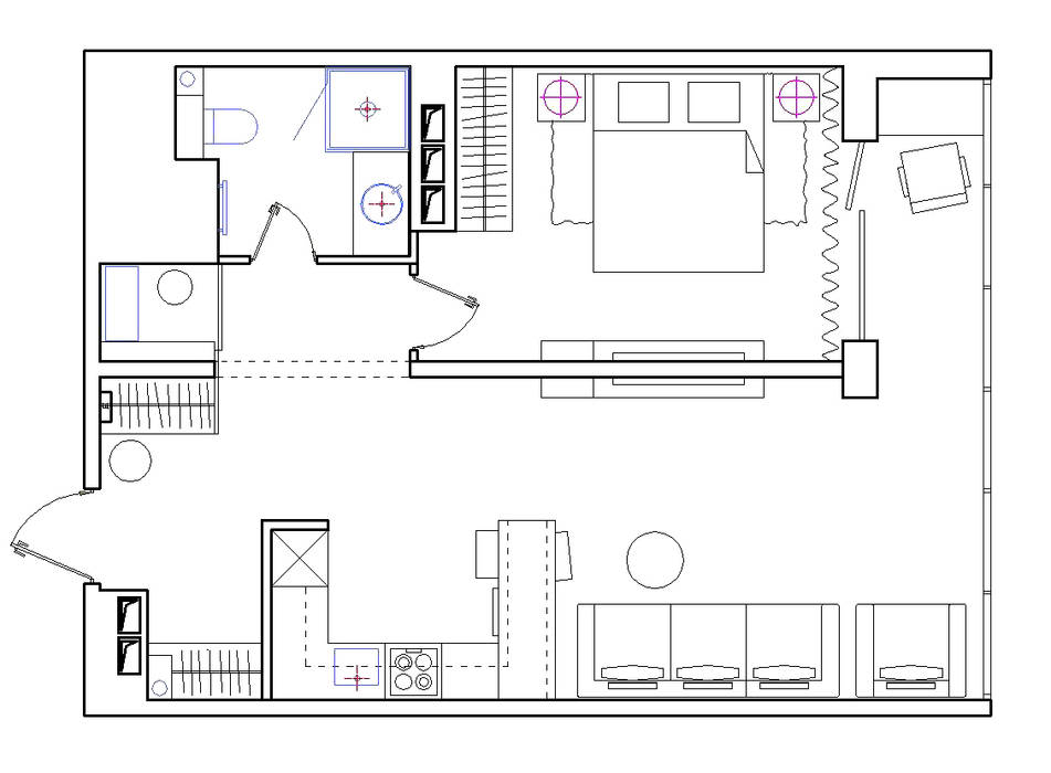 ​Дизайн квартиры на Яхтенной, ART-INTERNO ART-INTERNO Pintu & Jendela Modern