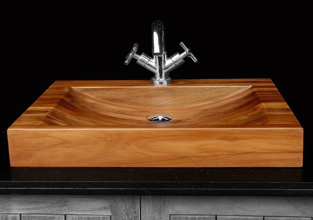 Umywalki z drewna - umywalka drewniana z dębu homify Minimalistyczna łazienka Drewno O efekcie drewna Umywalki