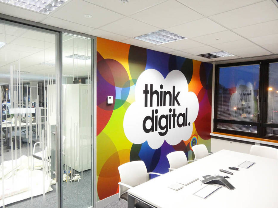 Custom wall covering for workspace branding Vinyl Impression Commercial spaces Office spaces & stores