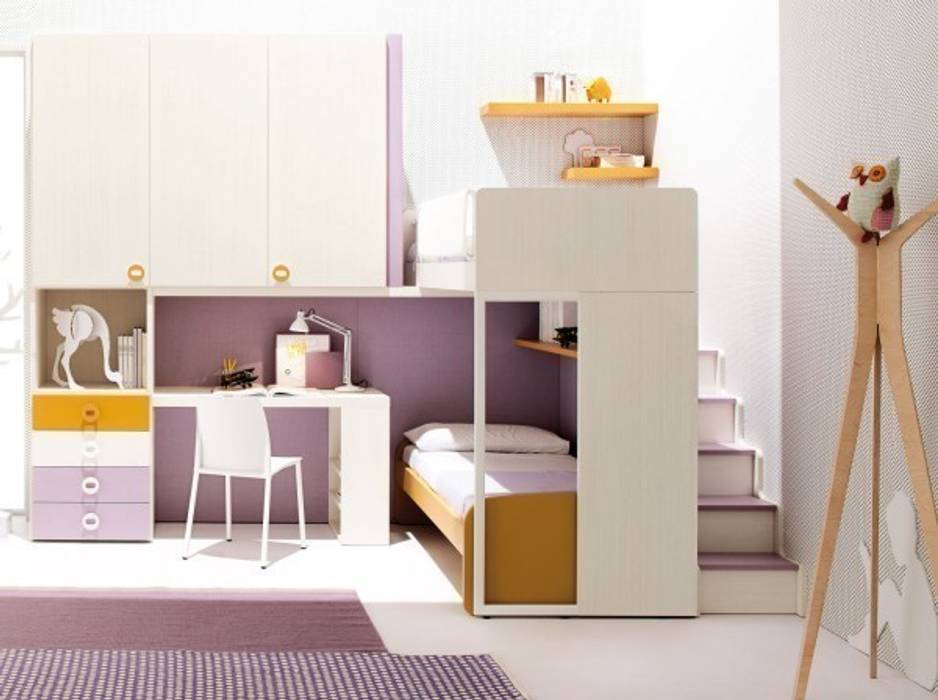 'Pink' Contemporary girls bedroom furniture set by Clever homify Nowoczesny pokój dziecięcy Łóżka i łóżeczka