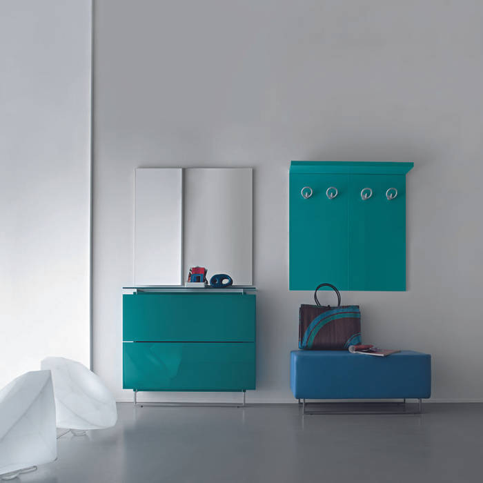 'Blue' Contemporary hallway shoe storage set with coat rack by Birex homify Corredores, halls e escadas modernos Arrumação