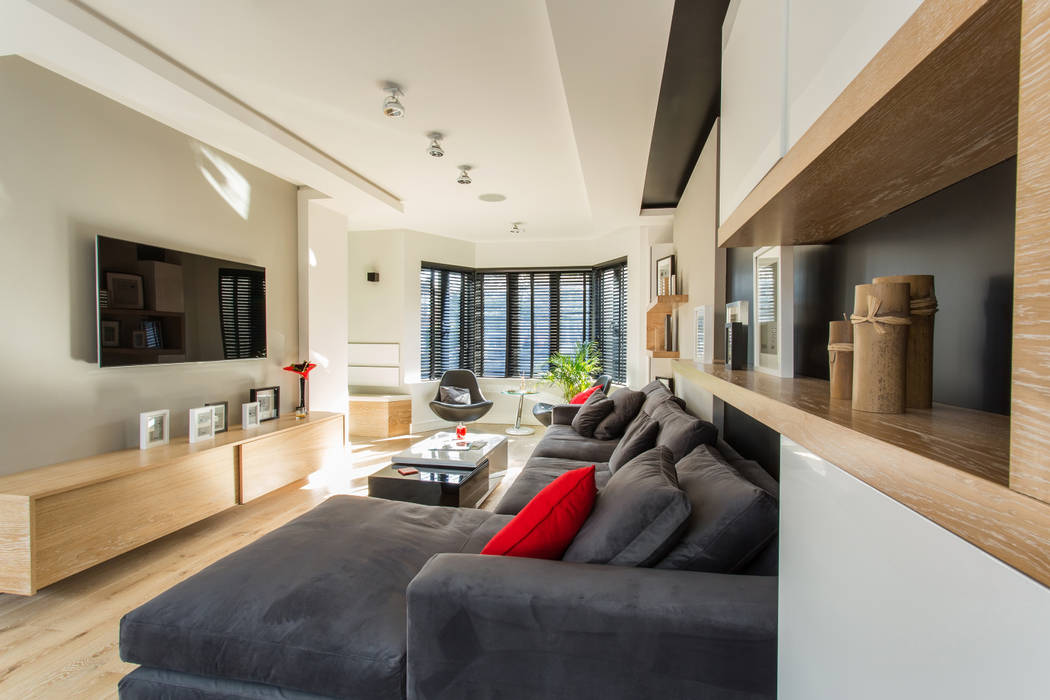 Open plan living room GK Architects Ltd Living room Sofas & armchairs