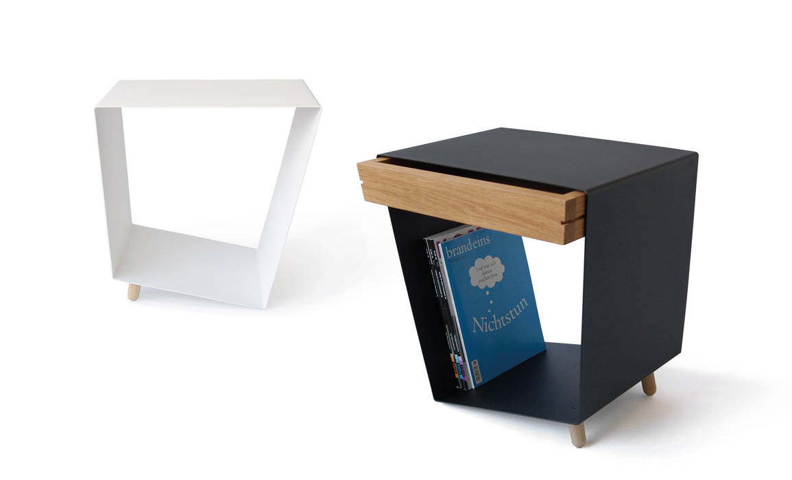 12° side table with and without drawer by chris+ruby chris+ruby Modern Living Room Side tables & trays