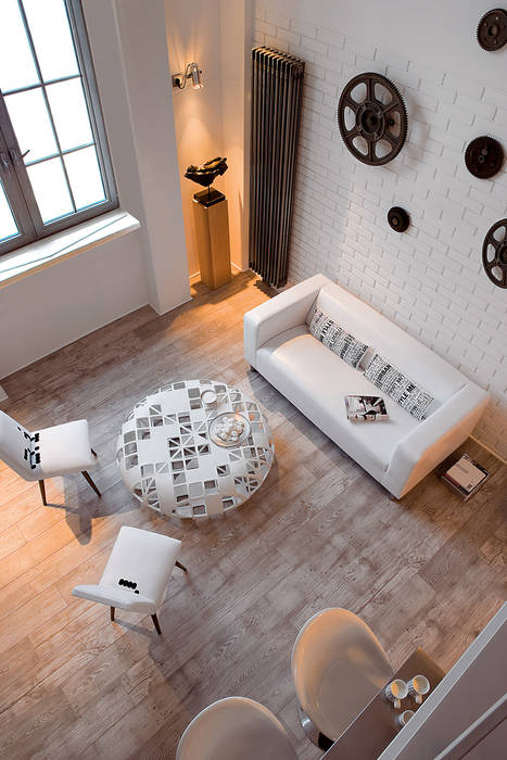 Biały loft, justyna smolec architektura & design justyna smolec architektura & design Salas modernas
