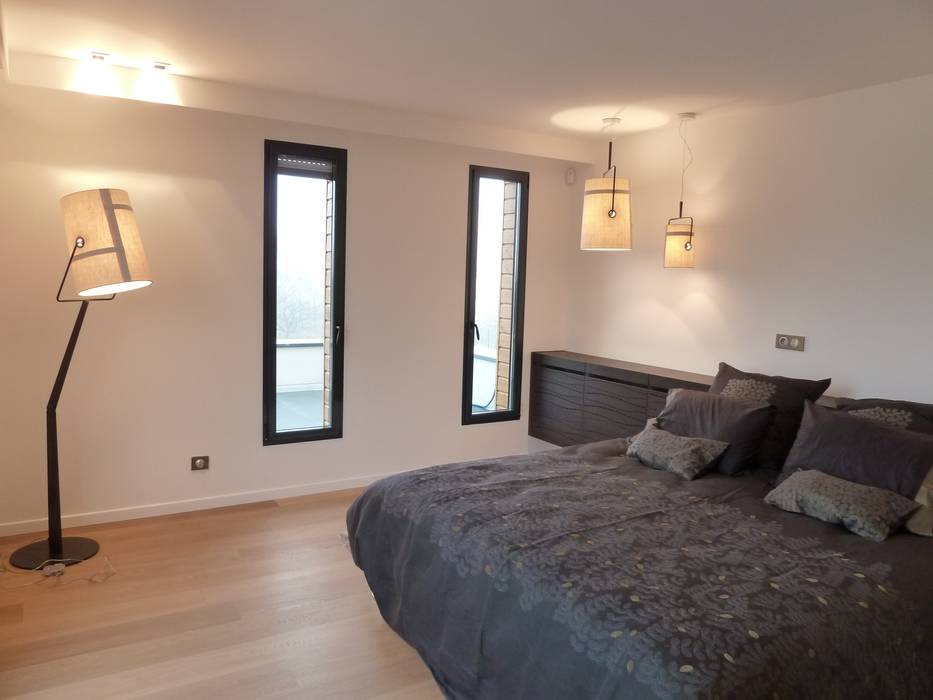 création d'une habitation contemporainre, Emilie Bigorne, architecte d'intérieur CFAI Emilie Bigorne, architecte d'intérieur CFAI Minimalist bedroom