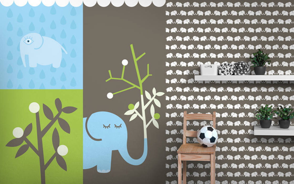 Fototapete & Tapete (graubraun) Elephants, for him Designstudio DecorPlay Moderne Kinderzimmer Accessoires und Dekoration