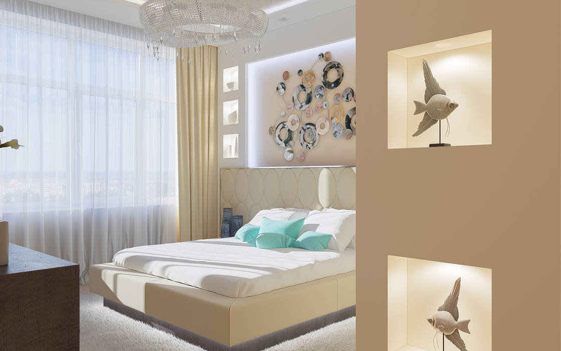 Дизайн квартиры "Гармония цвета" Samarina projects Спальня в стиле минимализм