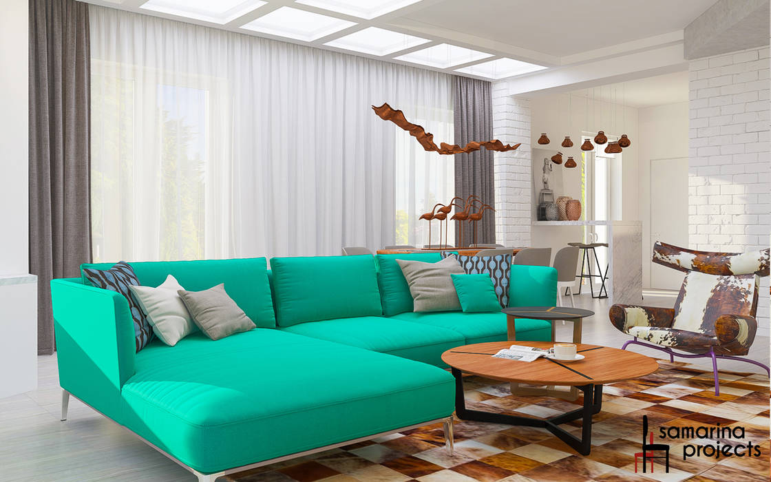 Дизайн коттеджа "В ритме загородной жизни" , Samarina projects Samarina projects Minimalist living room