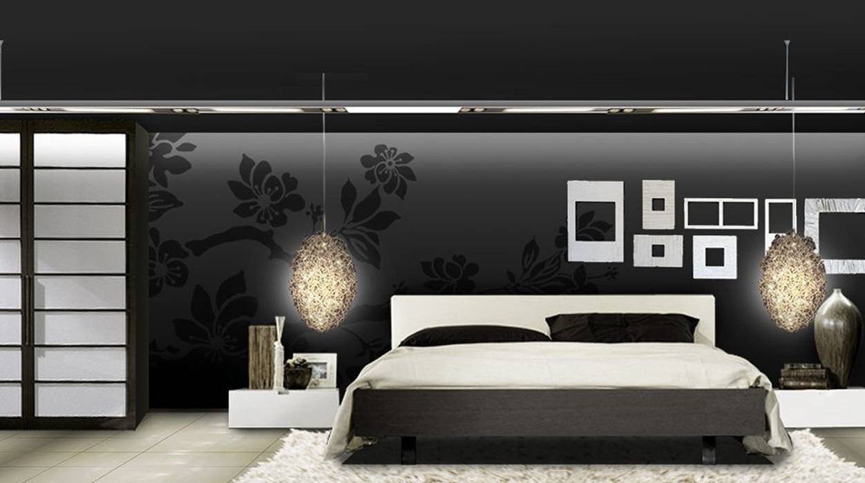 Flores en negro Murales Divinos Dormitorios modernos: Ideas, imágenes y decoración