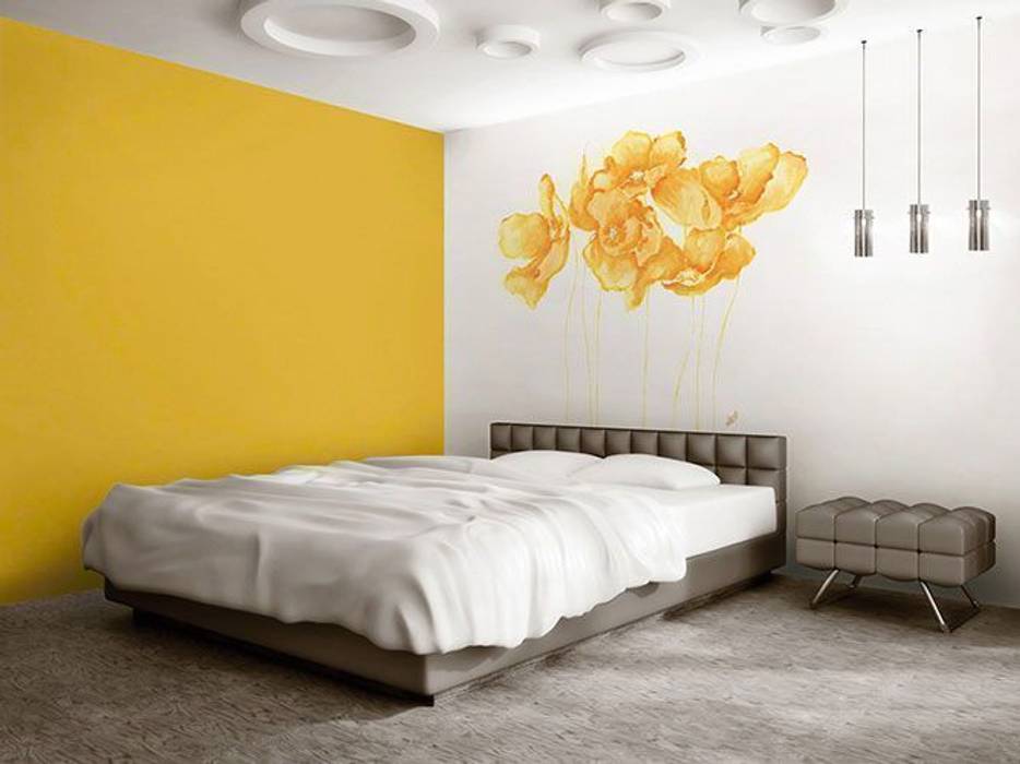 Amapolas amarillas Murales Divinos Dormitorios de estilo moderno