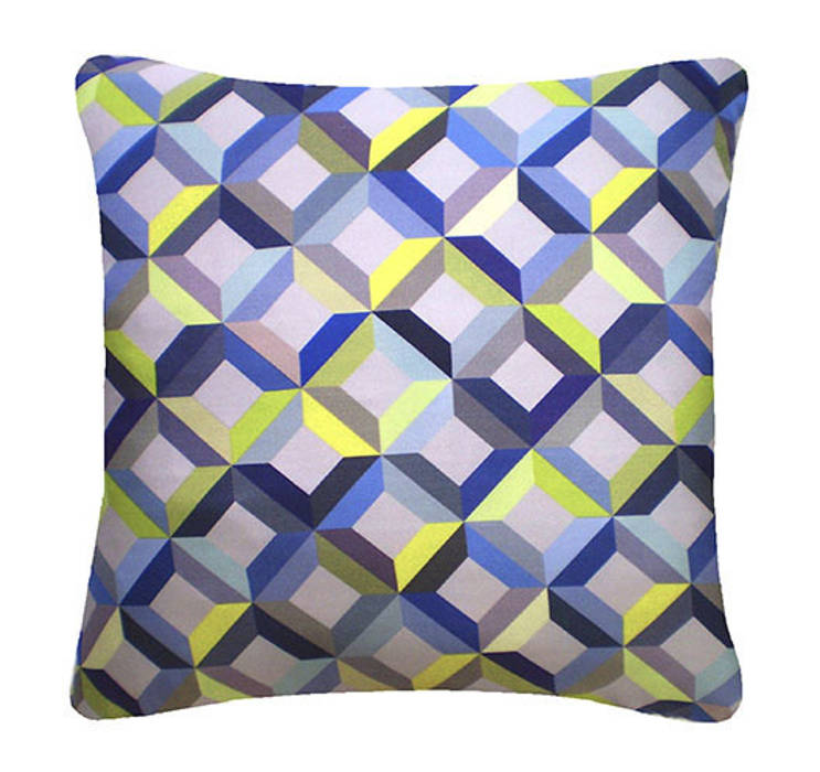 Chevron Printed Silk Cushion Lime Grey, 45x45cm Nitin Goyal London Modern Bedroom Textiles