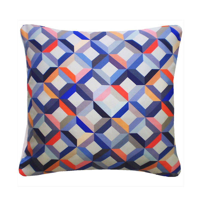 Chevron Printed Silk Cushion Coral Grey, 45x45cm Nitin Goyal London Modern Bedroom Textiles