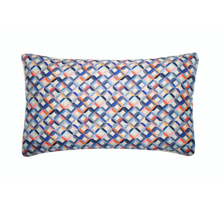 Small Chevron Printed Silk Cushion Coral Grey, 30x50cm Nitin Goyal London Modern Bedroom Textiles