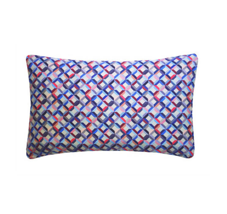Small Chevron Printed Silk Cushion Pink Blue, 30x50cm Nitin Goyal London Kamar Tidur Modern Textiles