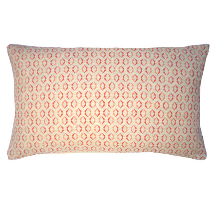 Duo Screen Printed Cushion in Soft Pink/Persimmon, 30x50cm Nitin Goyal London Modern Bedroom Textiles