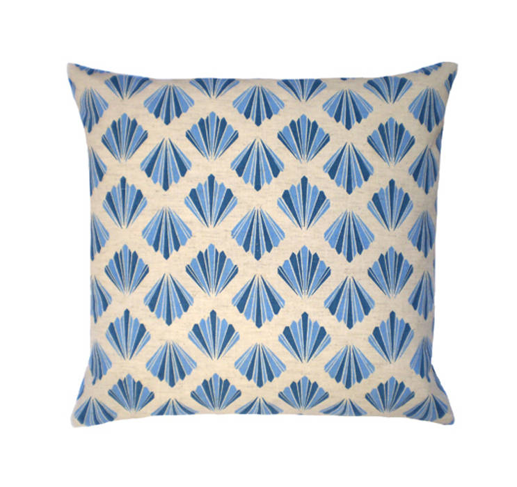 Petal Printed Cushion in Marine Blue, 40x40cm Nitin Goyal London Modern Bedroom Textiles