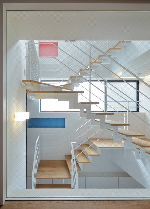 百人町・M-House, 平野智司計画工房 平野智司計画工房 Modern corridor, hallway & stairs Wood Wood effect