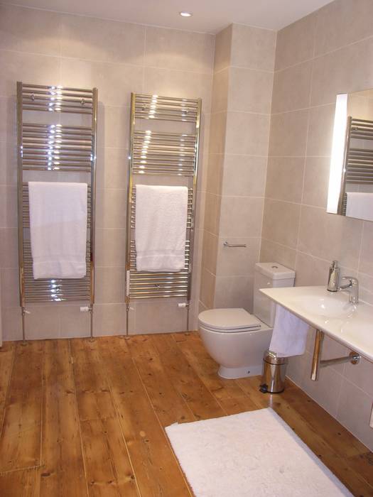 Towel warmers Style Within Modern bathroom large towel warmers,chrome towel warmers,stripped wood floor,double basin,twin basin,illuminated cabinet,en-suite,towel warmers,bathroom radiators