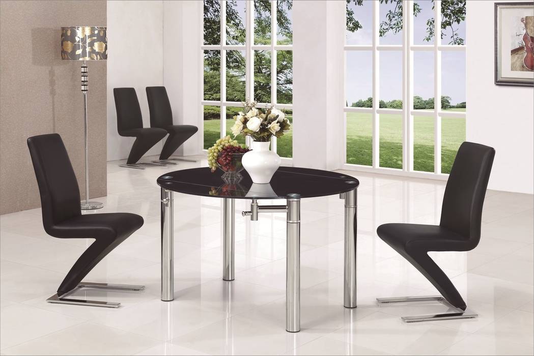 JAVA ROUND Black EXT. GLASS TABLE Furniture Italia Столовая комната в стиле модерн Столы