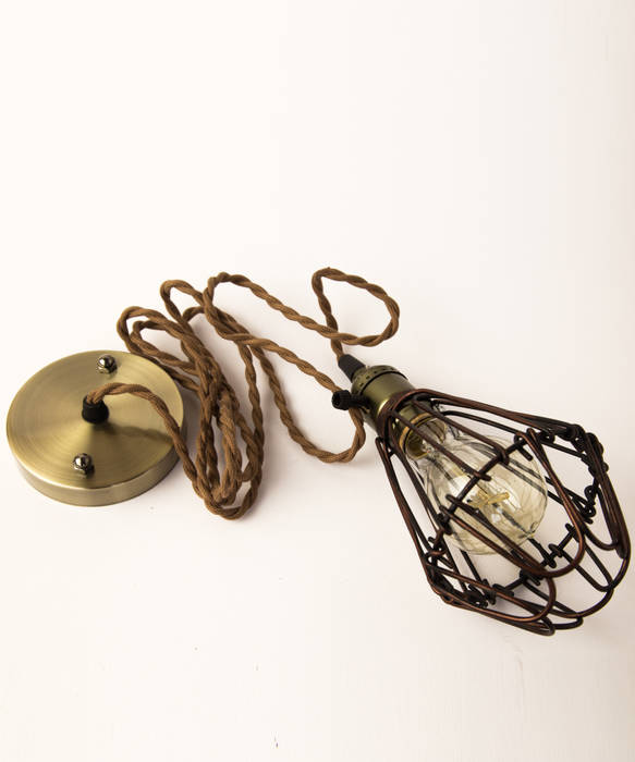 Vintage Pendant Cage - Pear Filament Light Bulb William and Watson Industrial style houses Accessories & decoration