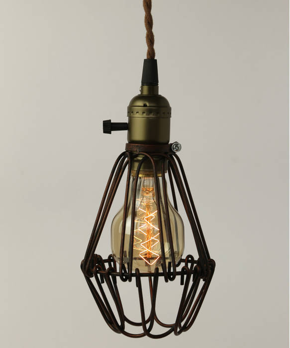 Vintage Pendant Cage - Skull Filament Light Bulb William and Watson Industrial style houses Accessories & decoration