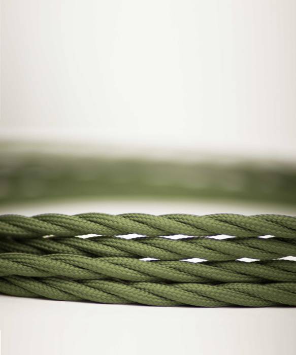Fabric lighting cable Twisted - Green Army William and Watson Modern houses Accessories & decoration